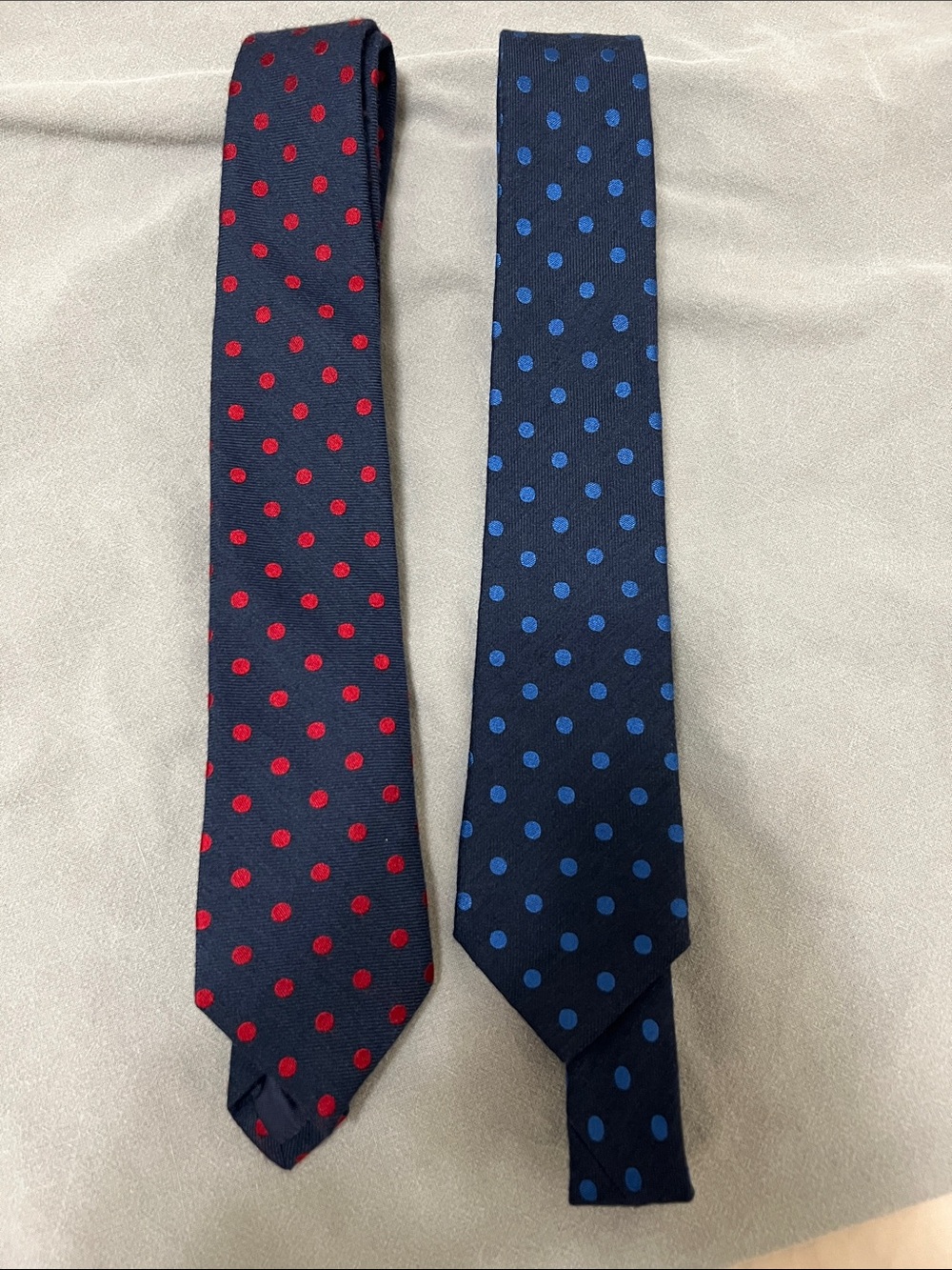 Polka Dot Silk Necktie - Navy with Red & Blue Dots